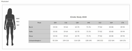 2020 kinderbody met knoopsluiting matentabel